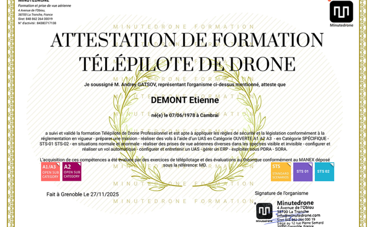 Air Drone Vision - Attestation STS-01 STS-02