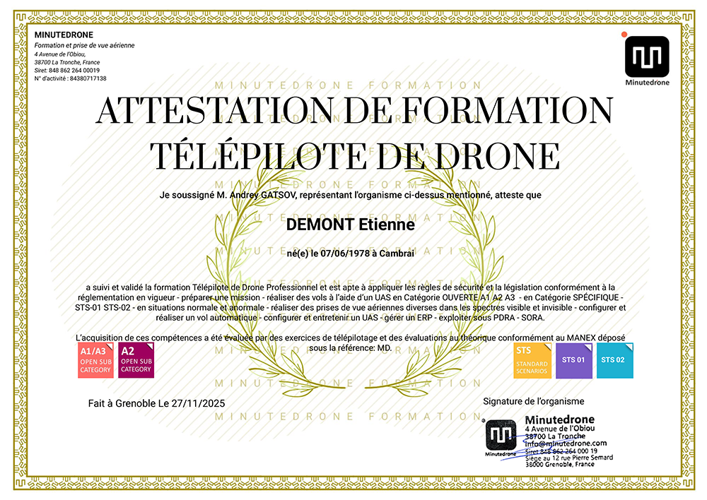 Air Drone Vision - Attestation STS-01 STS-02